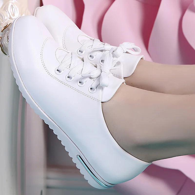 Split Leather Sneakers Ladies Casual Walking Spring Shoes Women plus Size 34-43 High Quality Classic White Sneakers Female Shoes