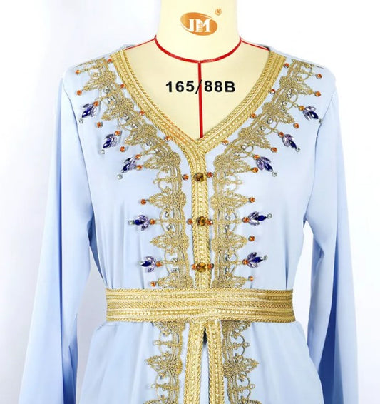 Luksus Kaftan Kjole med Perler og Broderi – Dubai og Marokko Inspireret
