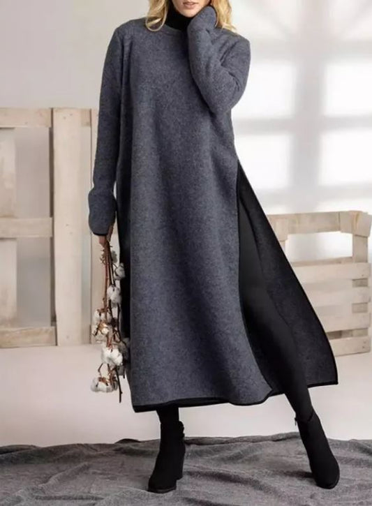 Oversized Strik Blondekjole med Hætte – Grå, Armygrøn og Sort