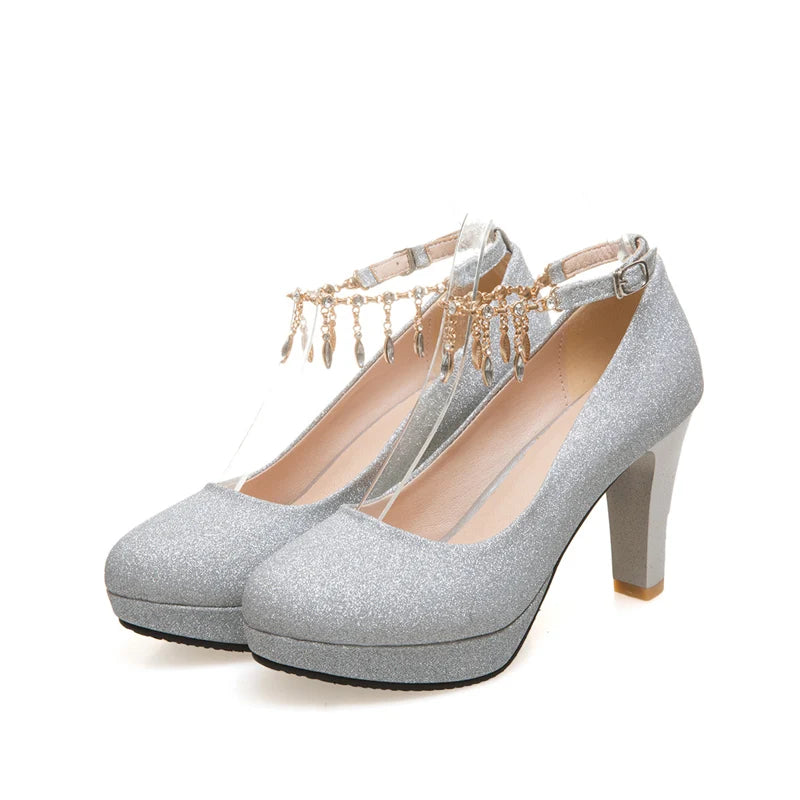 Fashion High Heels Shoes Woman Pumps Sexy Luxury Gold Silver Pink Women'S Heels Elegant Party Office Wedding Shoes Large Size 45