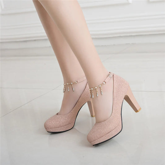 Fashion High Heels Shoes Woman Pumps Sexy Luxury Gold Silver Pink Women'S Heels Elegant Party Office Wedding Shoes Large Size 45