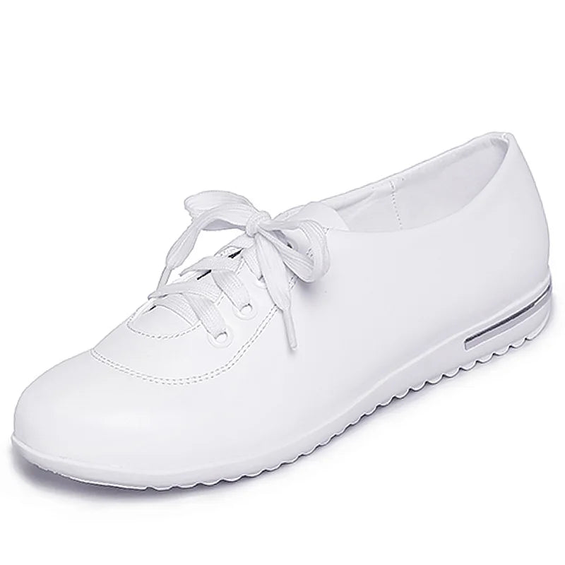 Split Leather Sneakers Ladies Casual Walking Spring Shoes Women plus Size 34-43 High Quality Classic White Sneakers Female Shoes