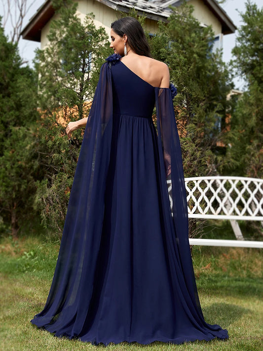 Lucyinlove Luxury Chiffon Streamer Navy Evening Dress Long 2025 Elegant Bridesmaid Party Prom Arabia Flower Cocktail Gowns