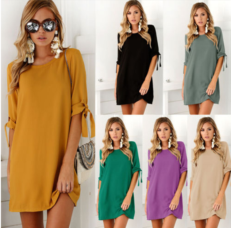 Chiffon Blomstret Kjole med Print – 7 Farver