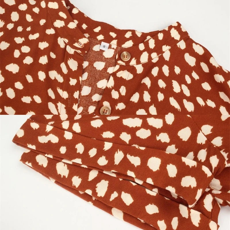 Ladies Bohemian Leopard Print Shirt Dress Women Casual Midi Holiday Summer Dress Female A-Line Loose Women Beach Dress Vestidos