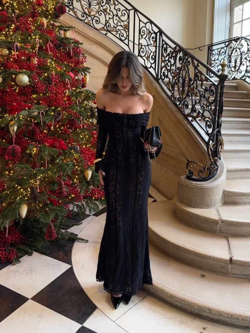 White Evening Dresses for Events Red Long Sleeve Lace Elegant Party Dresses 2025 Women Luxury Wedding Prom Dress Gown