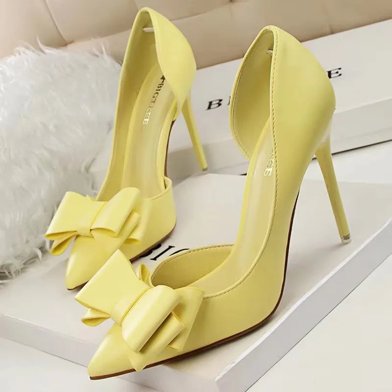 BIGTREE Shoes Women Pumps Fashion High Heels Shoes Black Pink Yellow Shoes Women Bridal Wedding Shoes Ladies Stiletto Party Shoe