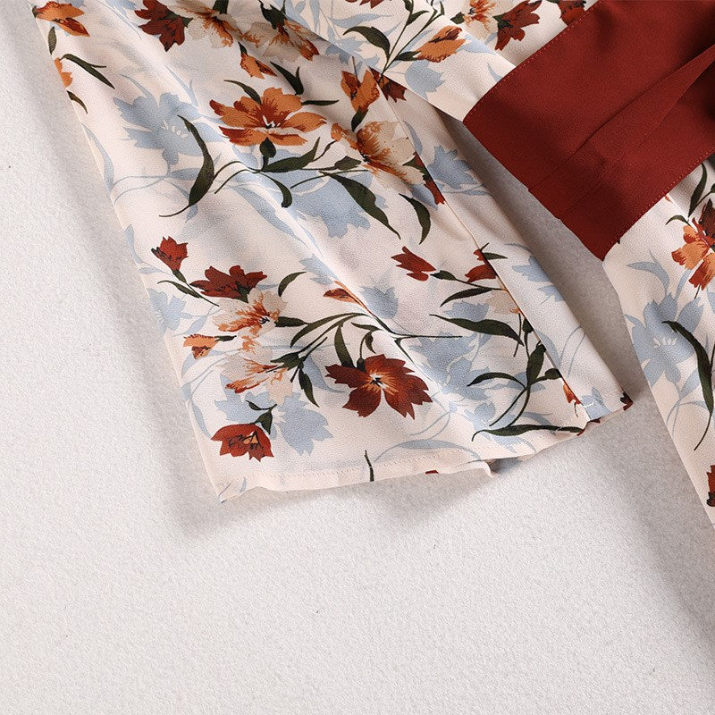 Plus size modificeret Hanfu sommerkjole med blomsterprint
