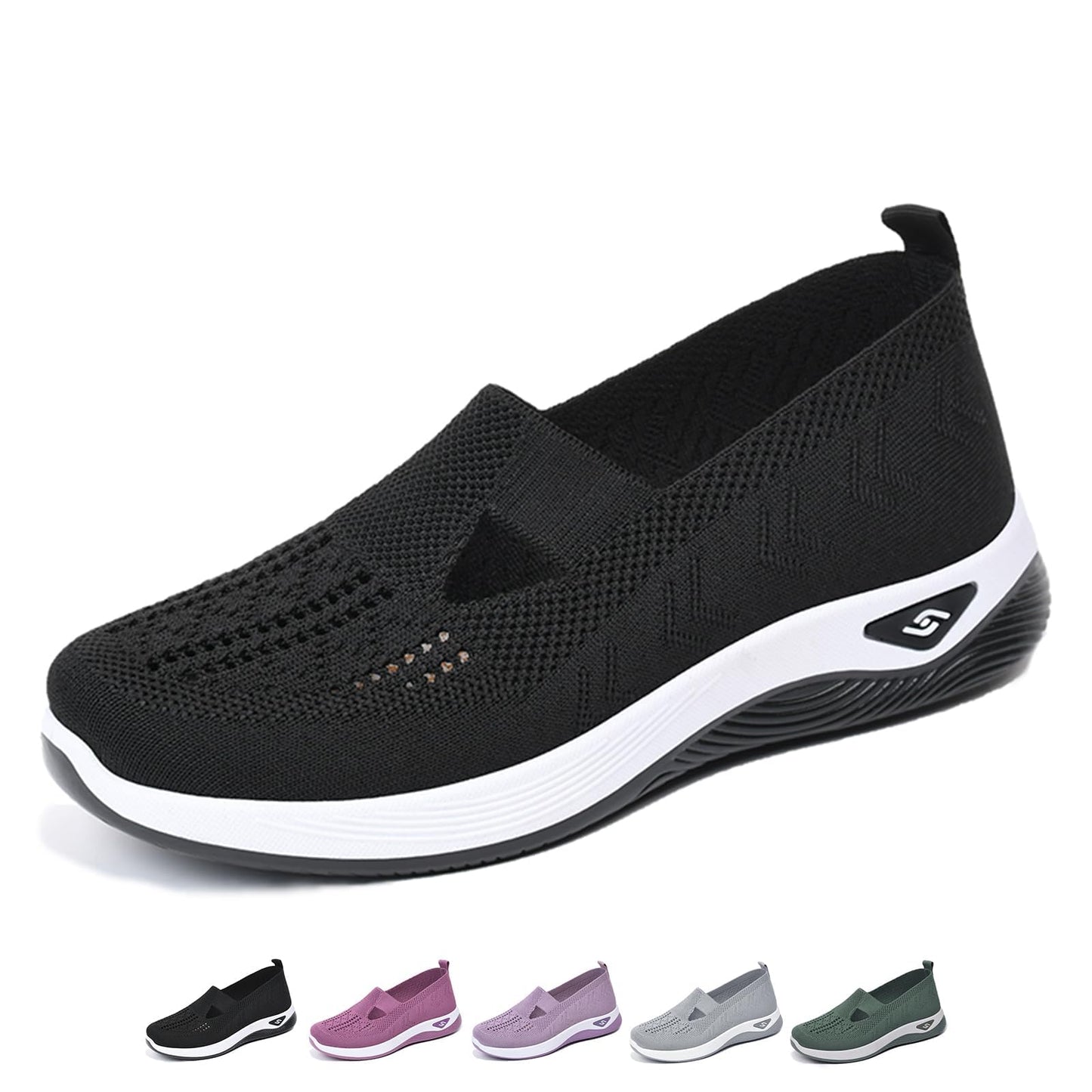 Ortopædiske Gåsko til Damer – Åndbare Mesh Slip-on Sneakers i Sort