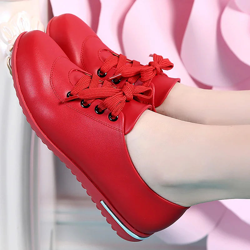 Split Leather Sneakers Ladies Casual Walking Spring Shoes Women plus Size 34-43 High Quality Classic White Sneakers Female Shoes