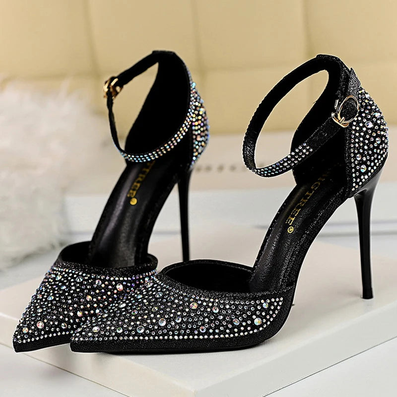 BIGTREE Shoes Rhinestone Woman Pumps Fashion Wedding Shoes Women Basic Pump Stiletto Heels 10Cm 7Cm Heeled Shoes High Heels