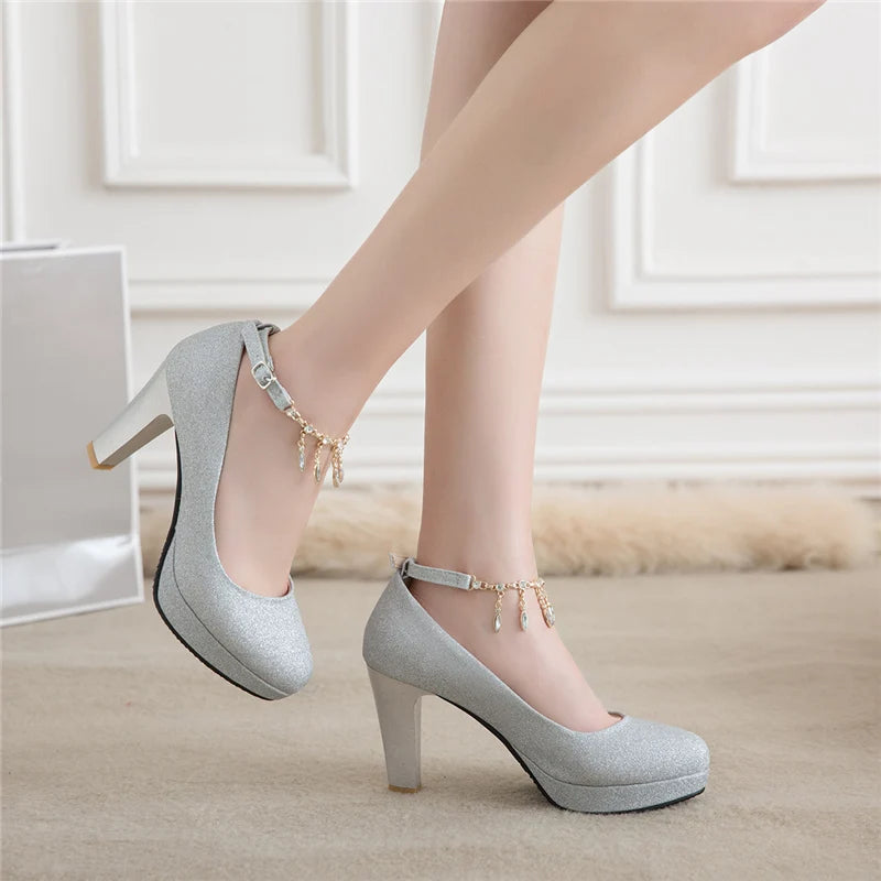 Fashion High Heels Shoes Woman Pumps Sexy Luxury Gold Silver Pink Women'S Heels Elegant Party Office Wedding Shoes Large Size 45