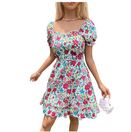 Blomstret kort sommerkjole (one piece)