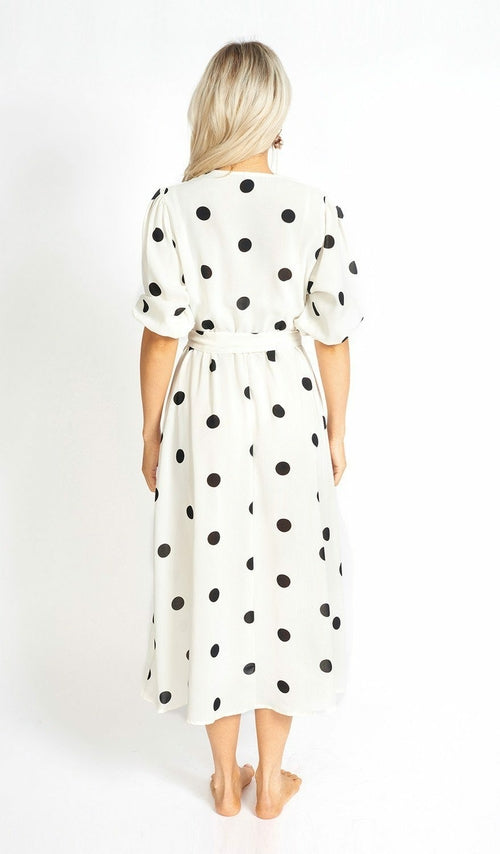 Snit Polka Prik midi Kjole