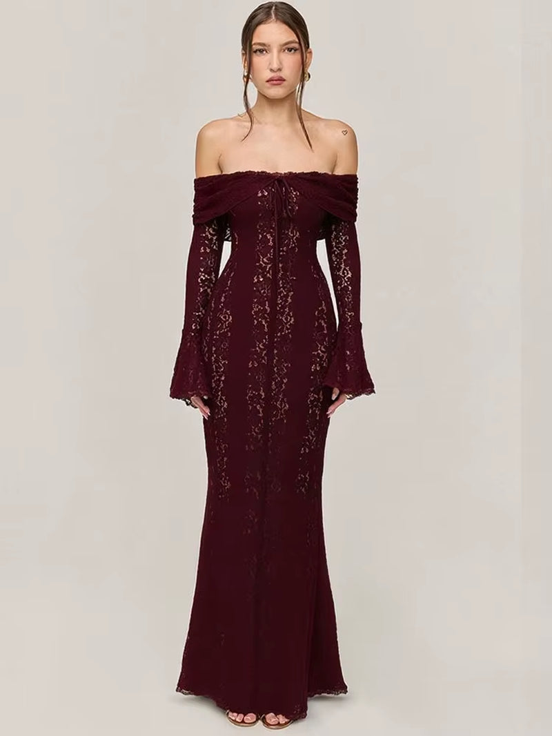 White Evening Dresses for Events Red Long Sleeve Lace Elegant Party Dresses 2025 Women Luxury Wedding Prom Dress Gown