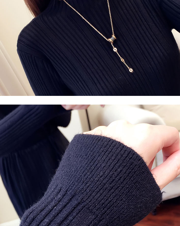 Strikket Sweater Kjole med Flæser og Sløjfe – Sort, Karamel, Mørk Kaffe og Khaki