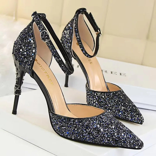 BIGTREE Shoes Heels 2026 New Woman Pumps Sequins High Heels Women Shoes Fashion Ladies Shoes Gold Sliver Stiletto Heels Sandals