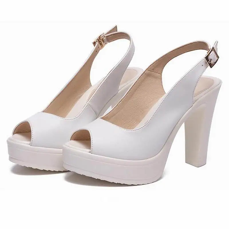 plus Size 43 Women Platform High Heels 2026 Fashion Office Lady Peep Toe Pumps Party Wedding Bride Shoes Leather