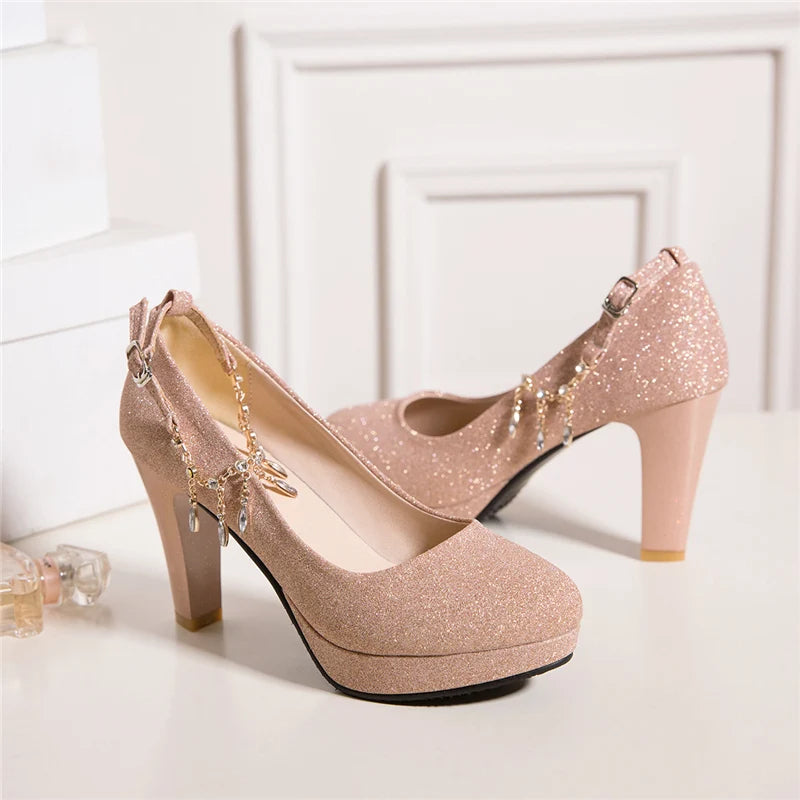 Fashion High Heels Shoes Woman Pumps Sexy Luxury Gold Silver Pink Women'S Heels Elegant Party Office Wedding Shoes Large Size 45