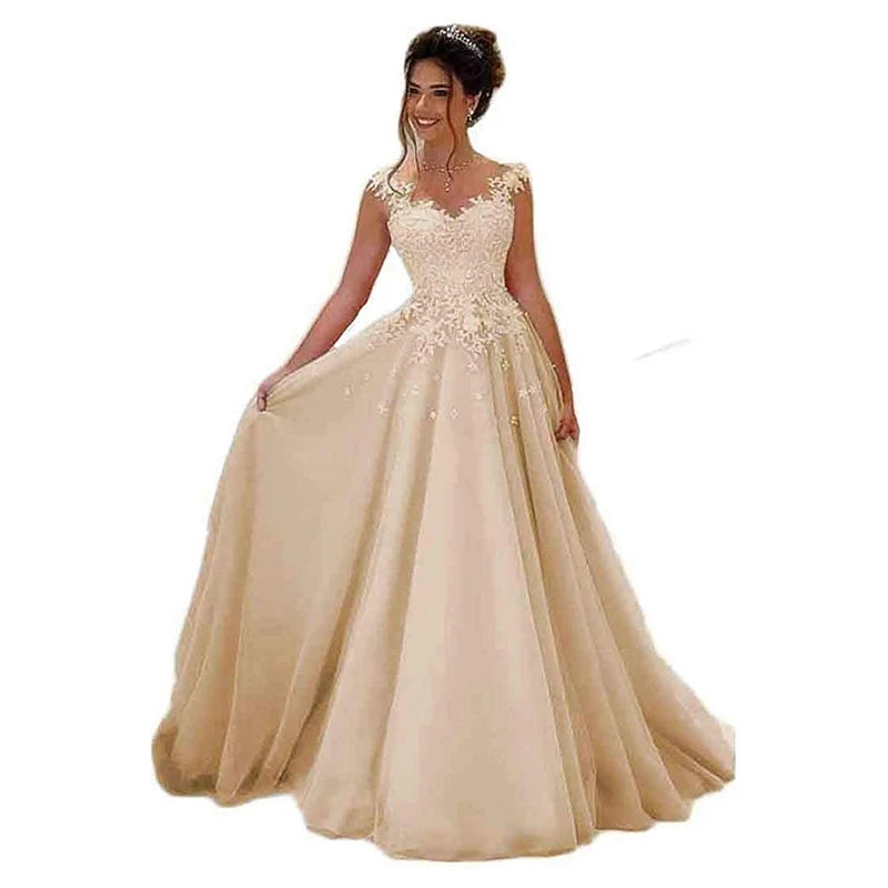 Evening Party Lace Dresses for Women Long Sweetheart Elegant Floor Length Applique Sleeveless A-Line Dancing Dresses