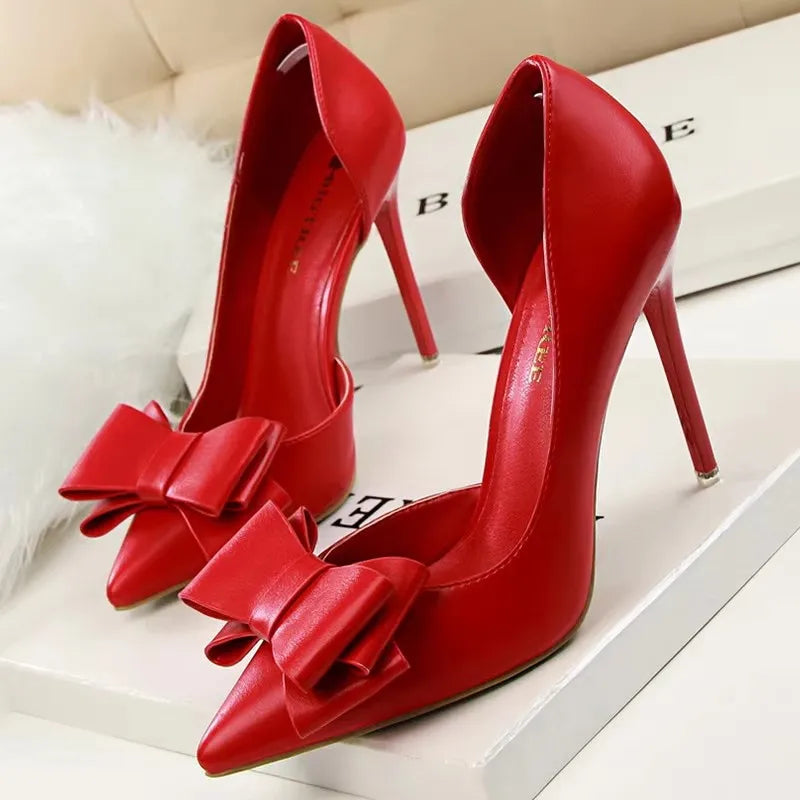BIGTREE Shoes Women Pumps Fashion High Heels Shoes Black Pink Yellow Shoes Women Bridal Wedding Shoes Ladies Stiletto Party Shoe