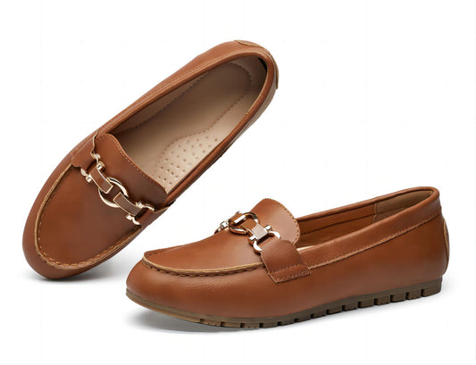 VERDASCO Dame Brede Loafers – Kamel Læder Slip-on