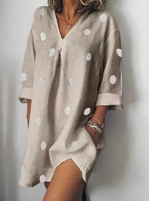 Mode Stylist Kjole Dame Sommer V-hals Kjoler Casual Polka Prik